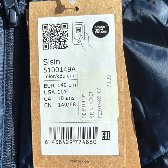 NWT Reima size 10 Boys blue puffy jacket - Picture 5 of 5